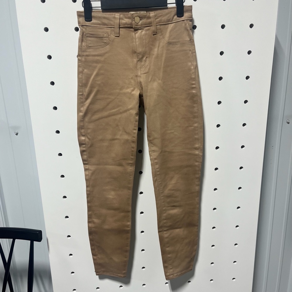 L'agence Women’s Coated Jeans Margot High Rise Skinny Cappuccino Size 25